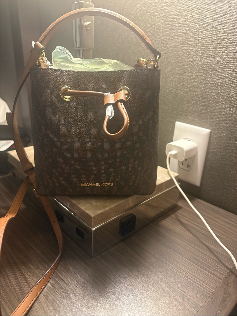 Brown Women's Bucket Tote Bag mini tote bag